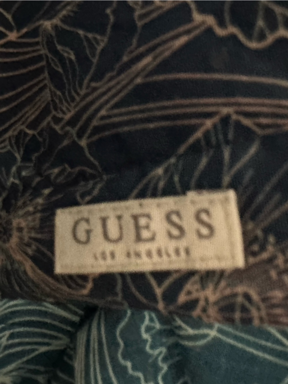 Guess Los Angeles Shirt Mens M Blue Floral Long Sleeve Cotton Stretch Button Up - Picture 5 of 7